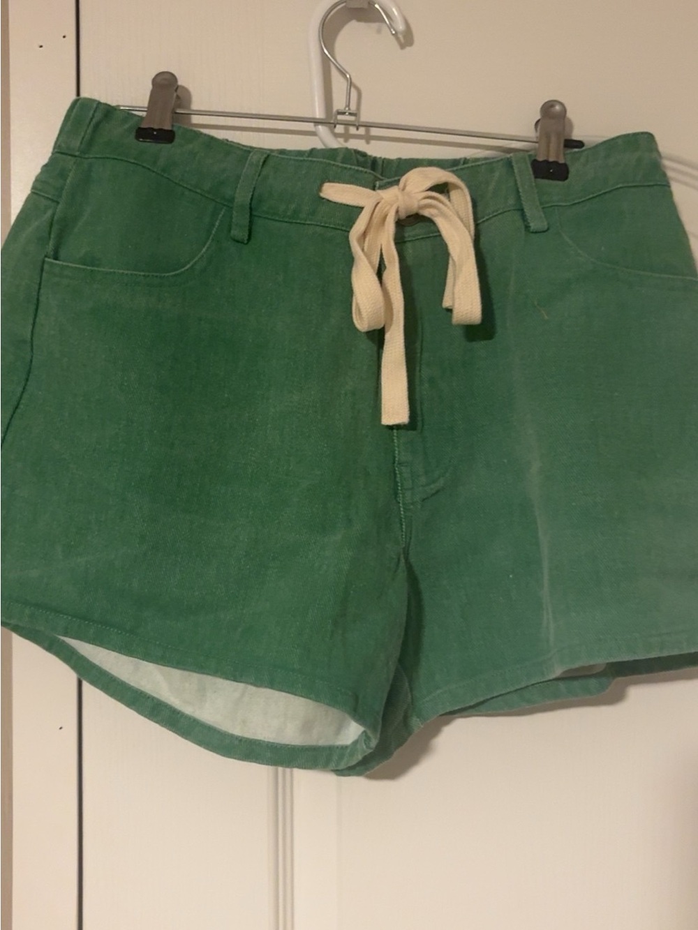 Double Zero Green High-Waist Drawstring Shorts